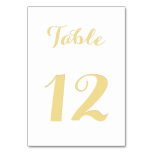 Elegante weiße falsche Goldschrift Chic-Hochzeitsf Tischnummer