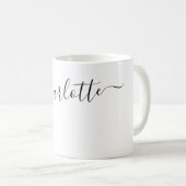 Elegante weiße Farbe moderne Name personalisiert Kaffeetasse (VorderseiteRechts)