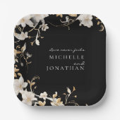 Elegante weiße Flora auf der Black Wedding Bible V Pappteller (Vorderseite)