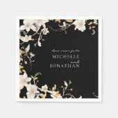 Elegante weiße Flora auf der Black Wedding Bible V Serviette (Vorderseite)