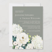 Elegante weiße Flora auf der Grünen Hochzeit Einladung (Vorderseite)