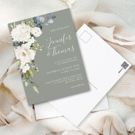 Elegante weiße Flora auf der Grünen Hochzeit Postkarte
