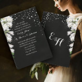 Elegante weiße Flora auf der Schwarzen Hochzeit Einladung