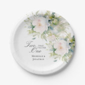 Elegante weiße Flora Two wird zu einer Bibelhochze Pappteller (Vorderseite)