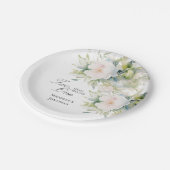 Elegante weiße Flora Two wird zu einer Bibelhochze Pappteller (Schrägansicht)