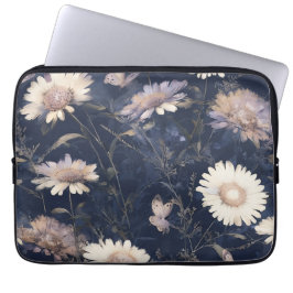 Elegante Weiße Flora und Butterfly Wasserfarbe | i Laptopschutzhülle