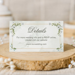Elegante weiße Floral-Hochzeit-Details Karte QR-Co