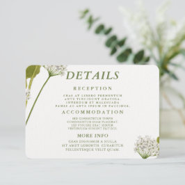 Elegante Weiße Florale Botanische Hochzeit Begleitkarte
