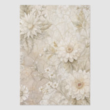 Elegante weiße florale Crackle-Effekt-Decoupage