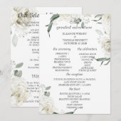 Elegante weiße florale Grün-Hochzeitsprogrammkarte Programm (Vorne/Hinten)