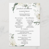 Elegante weiße florale Grün-Hochzeitsprogrammkarte Programm (Vorderseite)