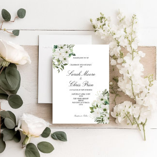 Elegante weiße florale Hochzeit Save The Date