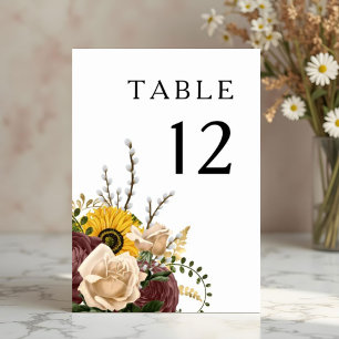 Elegante weiße florale Hochzeit Tischnummer