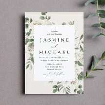 Elegante weiße florale Hochzeitseinladung