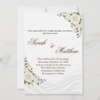 Elegante weiße florale islamische Hochzeitseinladu Einladung