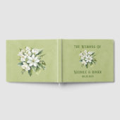 Elegante weiße Florals Grüne Wasserfarben Hochzeit Gästebuch (Voll)