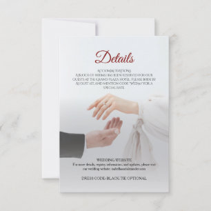 Elegante weiße Foto-Hochzeits-Details-Karte Ringe Einladung