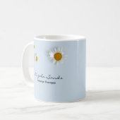 Elegante weiße Gänseblümchen blau Kaffeetasse (Vorderseite Links)