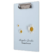 Elegante weiße Gänseblümchen blau Klemmbrett (Links)