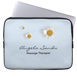 Elegante weiße Gänseblümchen blau Laptopschutzhülle