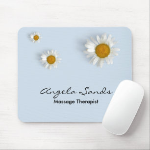 Elegante weiße Gänseblümchen blau Mousepad