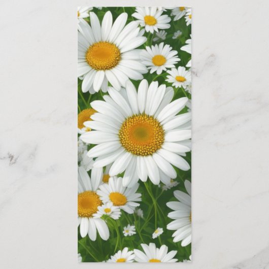 Elegante weiße Gänseblumen Menükarte (Rückseite)