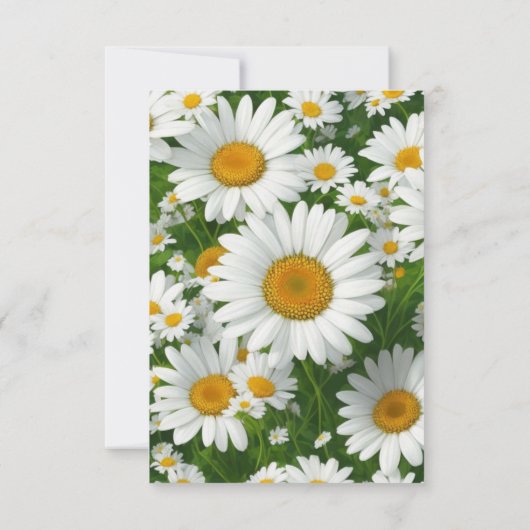 Elegante weiße Gänseblumen RSVP Karte (Rückseite)