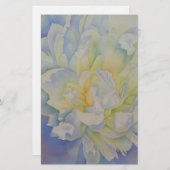 Elegante, weiße, gelbe Perle mit blühender Wasserf Briefpapier (Vorne/Hinten)