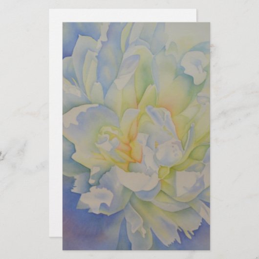 Elegante, weiße, gelbe Perle mit blühender Wasserf Briefpapier (Vorne/Hinten)