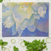 Elegante, weiße, gelbe Perle mit blühender Wasserf Geschirrtuch (Gefaltet)