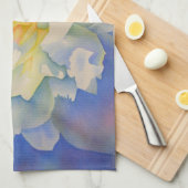 Elegante, weiße, gelbe Perle mit blühender Wasserf Geschirrtuch (Viertel Falte)