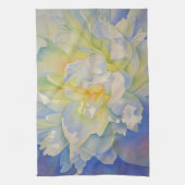 Elegante, weiße, gelbe Perle mit blühender Wasserf Geschirrtuch (Vertikal)