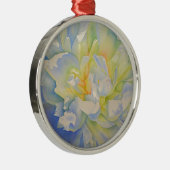 Elegante, weiße, gelbe Perle mit blühender Wasserf Ornament Aus Metall (Rechts)