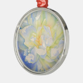 Elegante, weiße, gelbe Perle mit blühender Wasserf Ornament Aus Metall (Links)