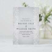 Elegante weiße Gold Lace Gray Black Wedding Card Einladung (Stehend Vorderseite)