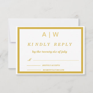 Elegante weiße Gold-Minimal-Hochzeits-RSVP-Karte RSVP Karte