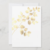 Elegante weiße goldene Blätter Geburtstagsfeier Einladung (Rückseite)