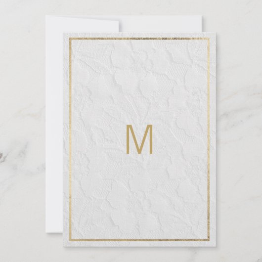 Elegante weiße goldene französische Blumenhochzeit Einladung (Rückseite)