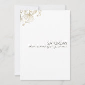 Elegante, weiße goldfarbene Spitze Blumenfest Einladung (Rückseite)