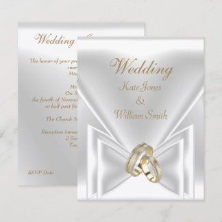 Elegante weiße Goldringe zur Hochzeit Einladung
