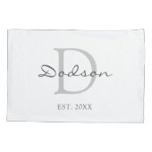 Elegante weiße graue Skriptpaare Monogramm Kissenbezug (Rückseite)