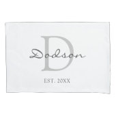 Elegante weiße graue Skriptpaare Monogramm Kissenbezug (Vorderseite)