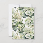 Elegante, weiße, grüne Hochzeit mit Blumen Einladung (Rückseite)