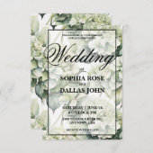 Elegante, weiße, grüne Hochzeit mit Blumen Einladung (Vorne/Hinten)