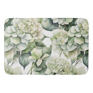 Elegante weiße, grüne Hydrangeas mit Blumen Badematte