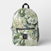 Elegante weiße, grüne Hydrangeas mit Blumen Bedruckter Rucksack (Vorderseite)