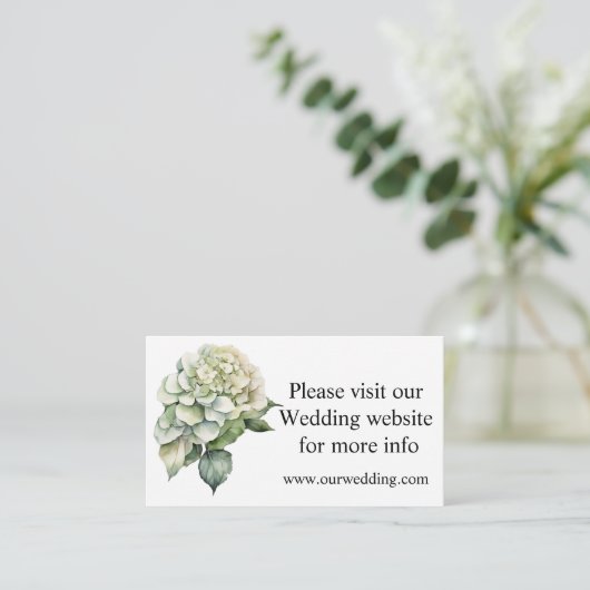 Elegante weiße, grüne Hydrangeas mit Blumen Begleitkarte (Stehend Vorderseite)