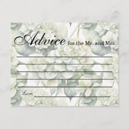 Elegante weiße, grüne Hydrangeas mit Blumen Begleitkarte