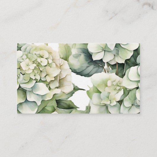 Elegante weiße, grüne Hydrangeas mit Blumen Begleitkarte (Rückseite)