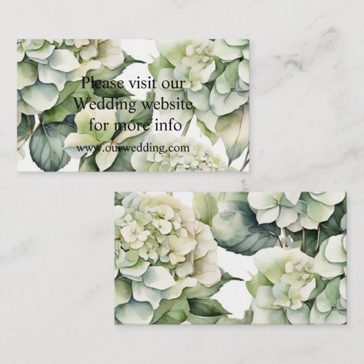 Elegante weiße, grüne Hydrangeas mit Blumen Begleitkarte (Vorne/Hinten)